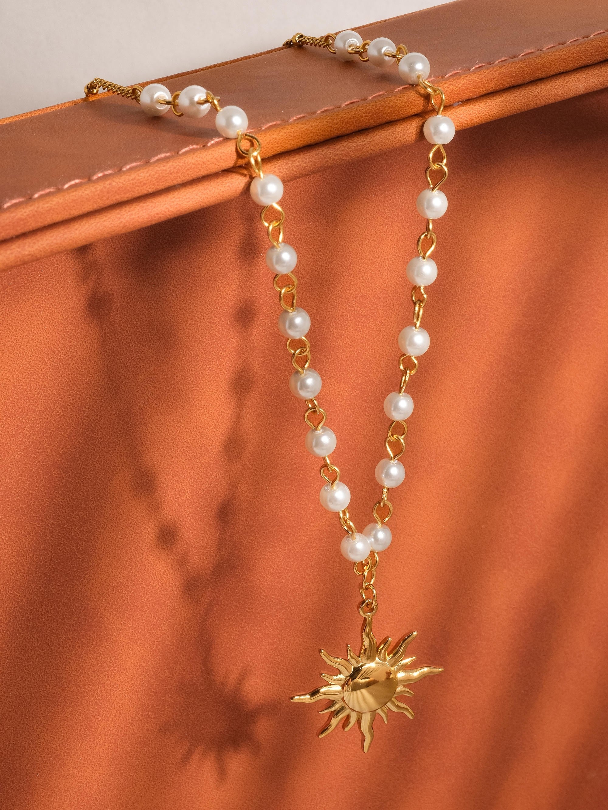18k Gold Non-tarnish Sun Beaded Necklace