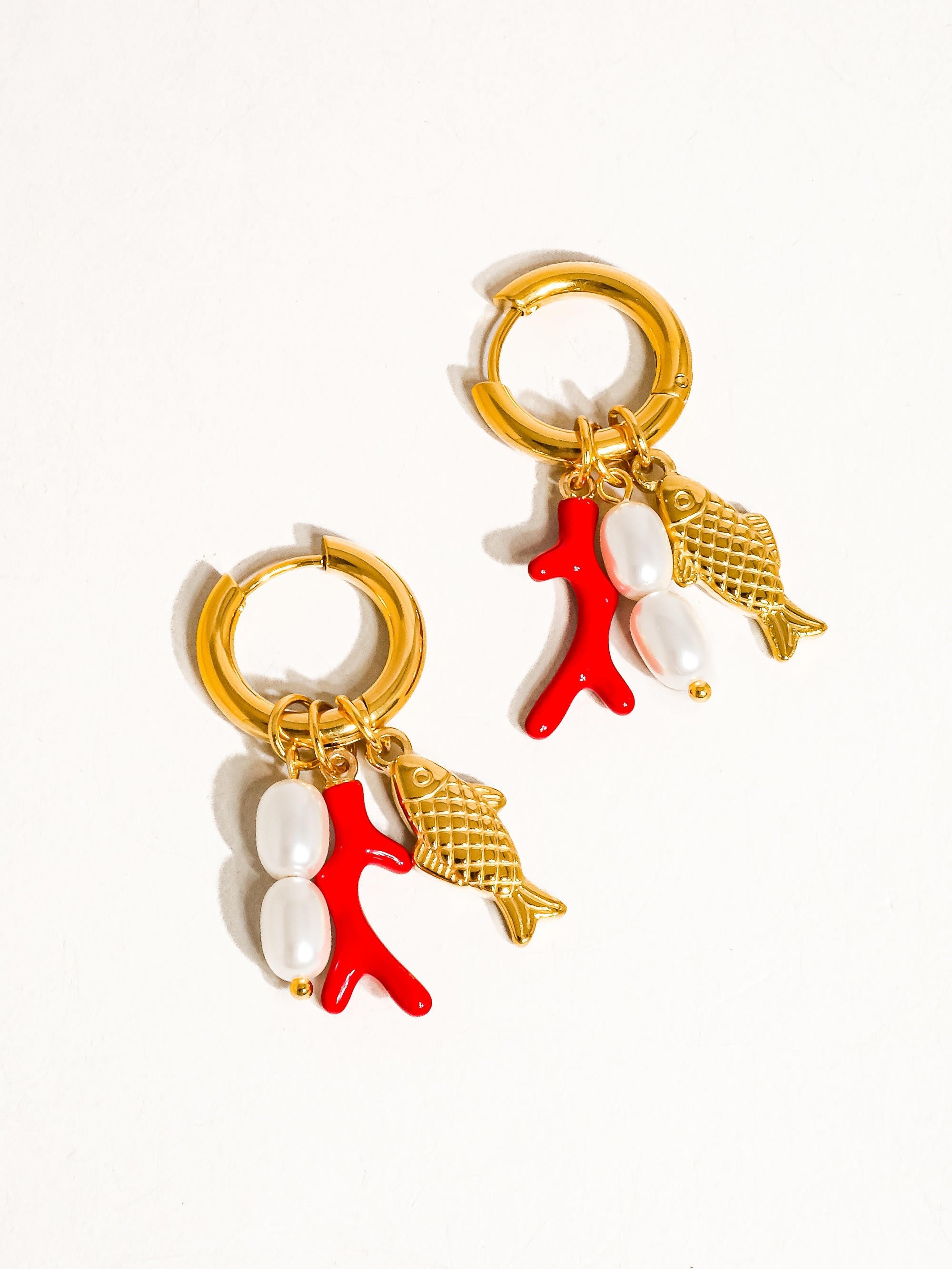 18k Gold Non-tarnish Fish Pearl Earring