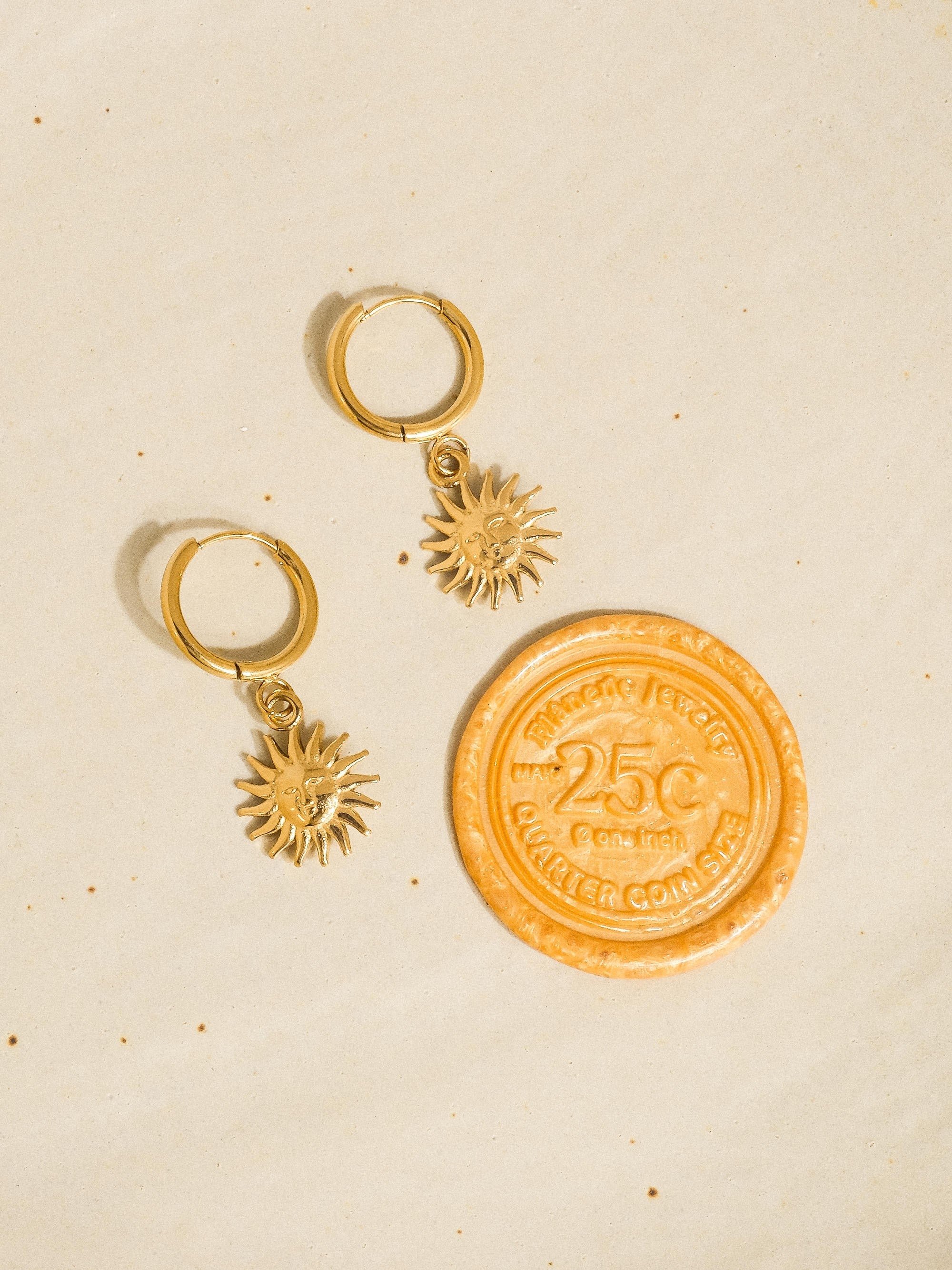 18k Gold Non-tarnish Sun Hoop Earrings