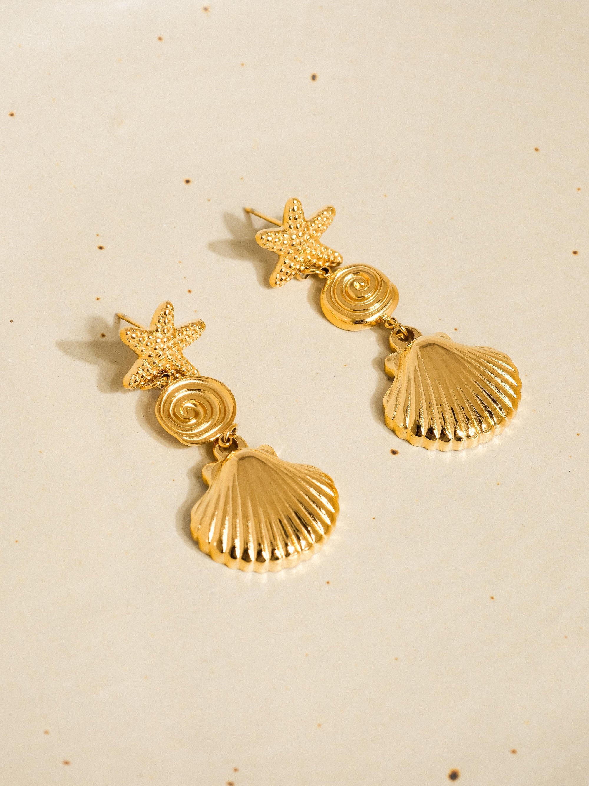 18k Gold Non-tarnish Summer Seashell Earring