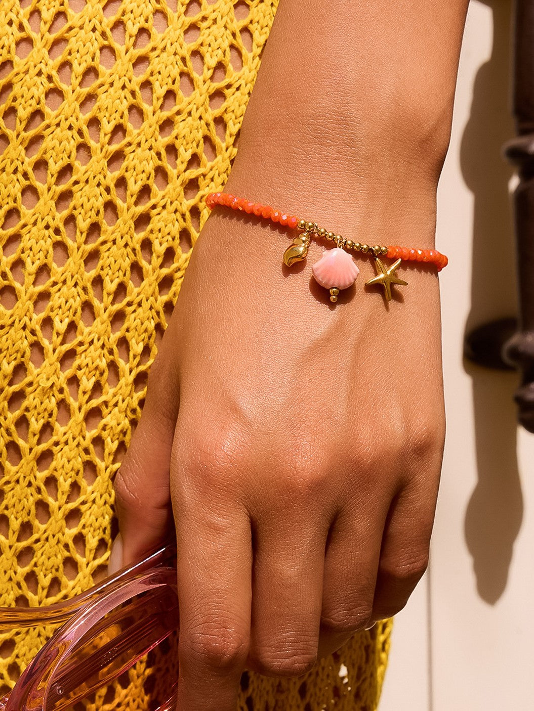 18k Gold Non-tarnish Shells & Star Beaded Bracelet