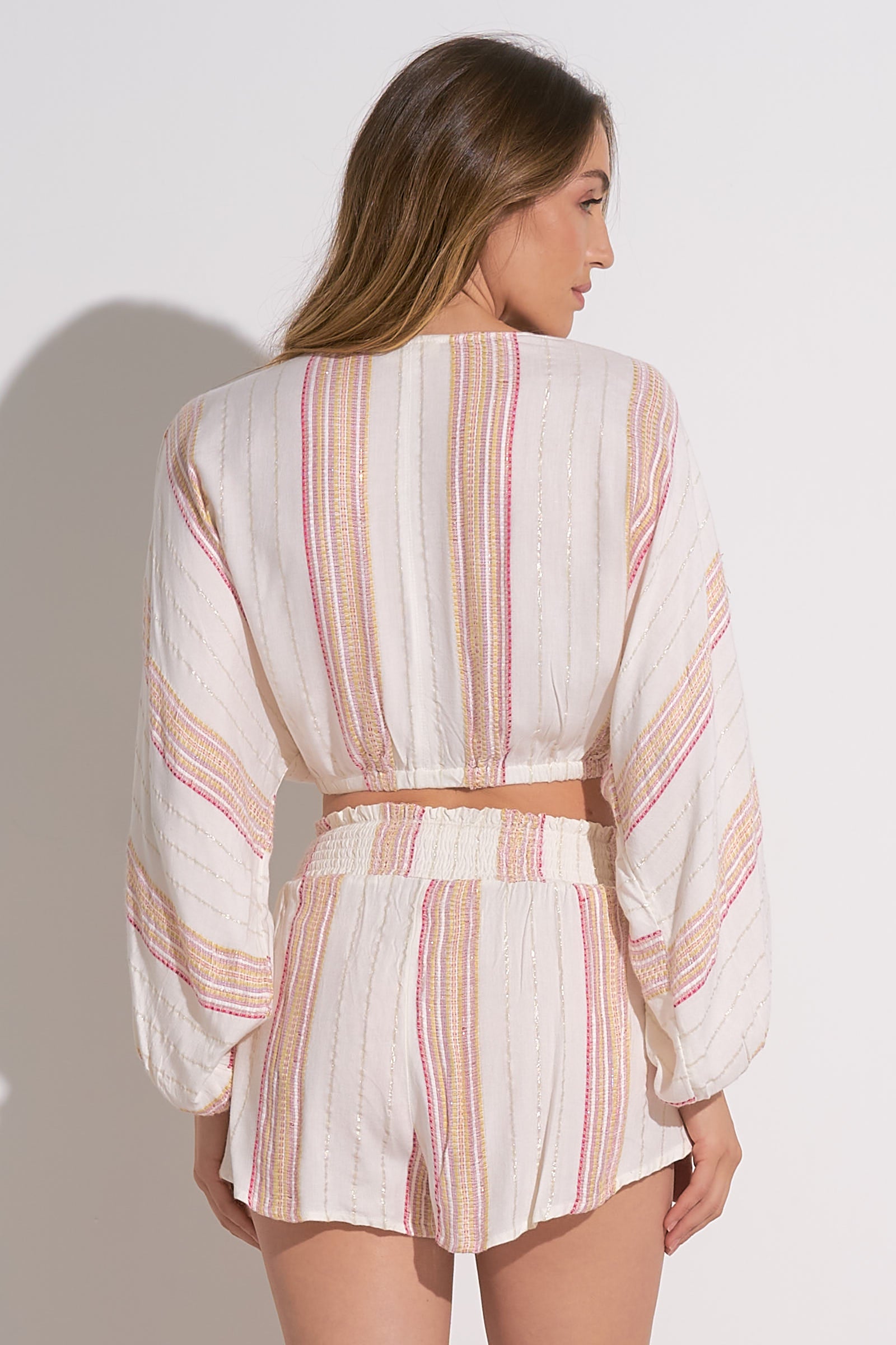 Elan - White & Pink Stripe Tie Top - Vacay Ready 🔥