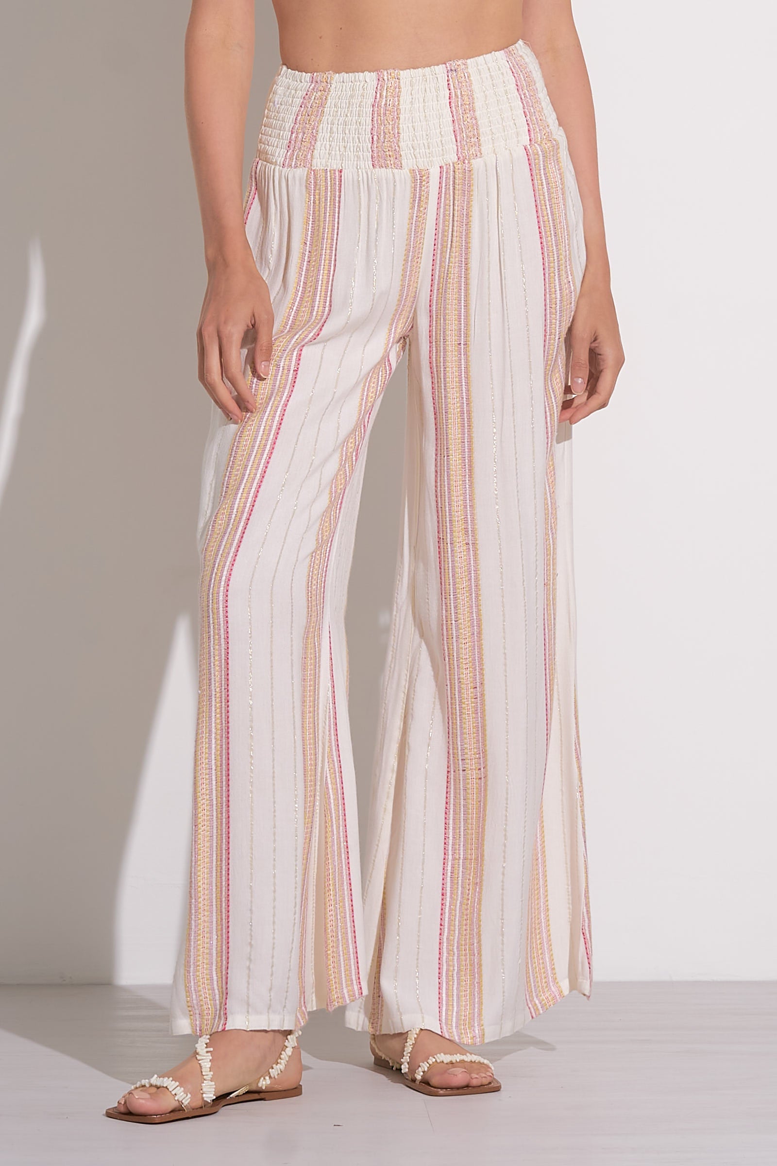 Elan - White & Pink Stripe Pants - Vacay Ready 🔥