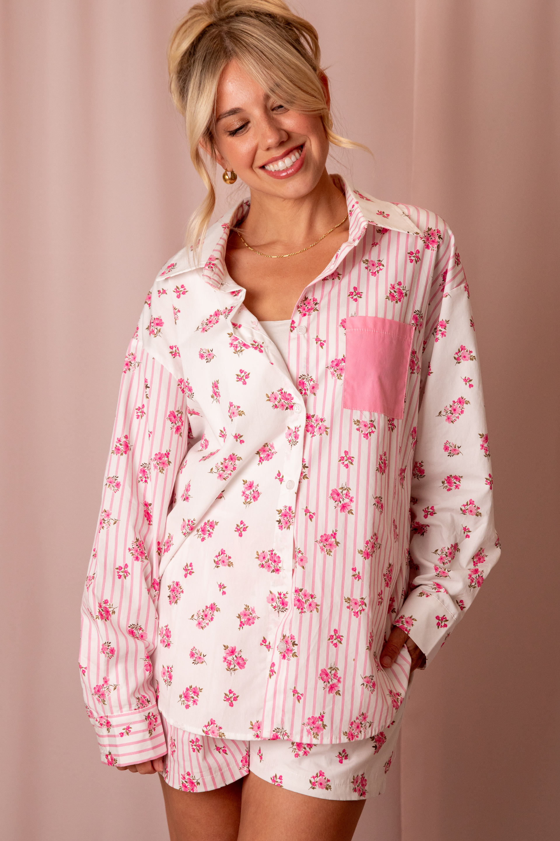 Floral Stripe Lounge Set - Comfy Core 🧸☁️