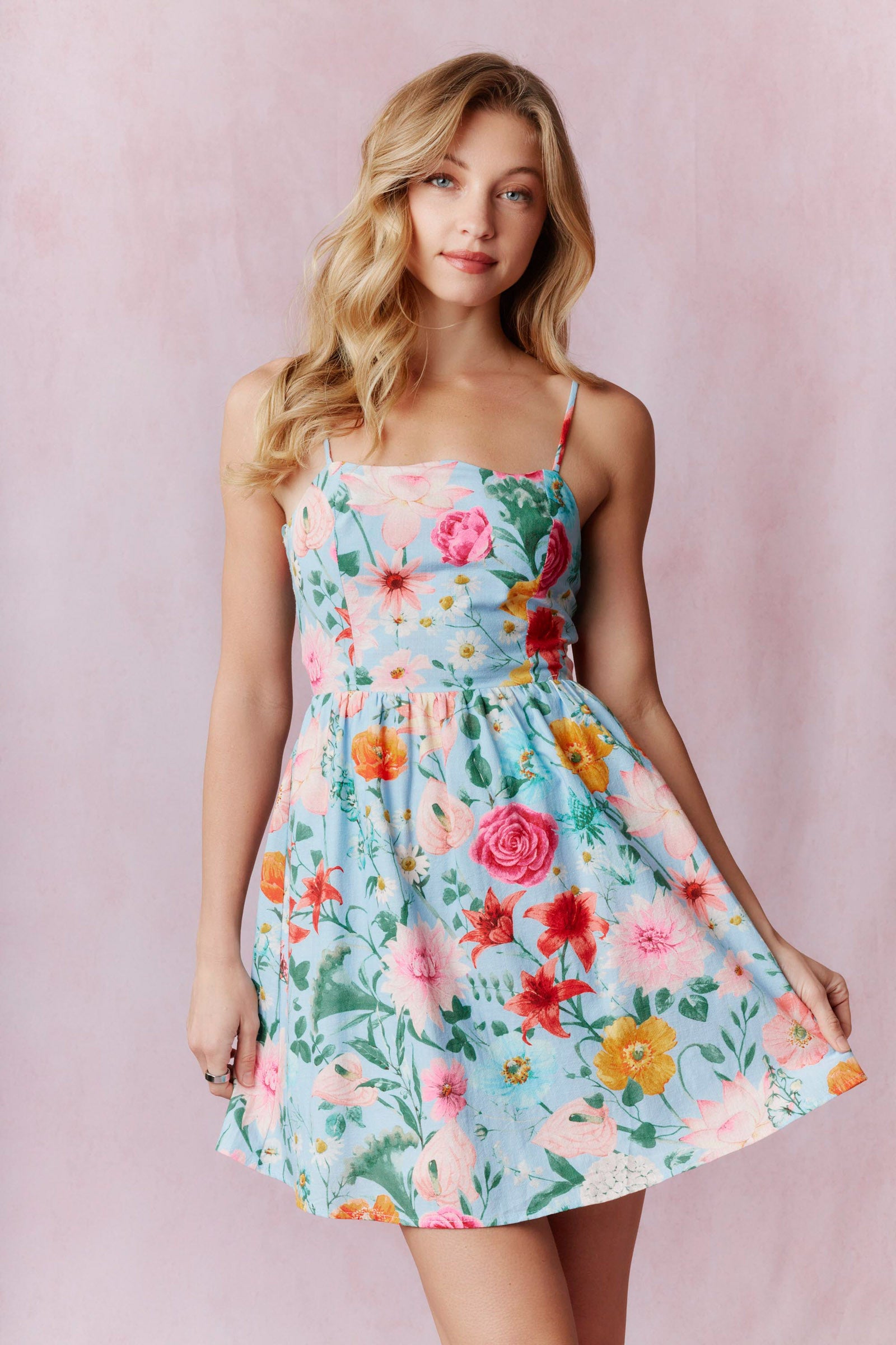 Blue Skies & Blossoms Mini Dress - Vacay Ready 🌴